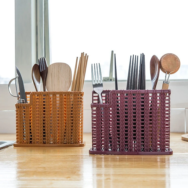 Kitchen Chopsticks Drain Rack Tableware Storage Box Household Multi-Purpose Holder Organizer Purple | Дом и сад