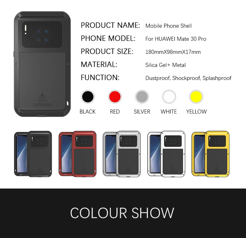 Чехол для Huawei Mate 30 Pro металлический алюминиевый + Гибридный Силиконовый