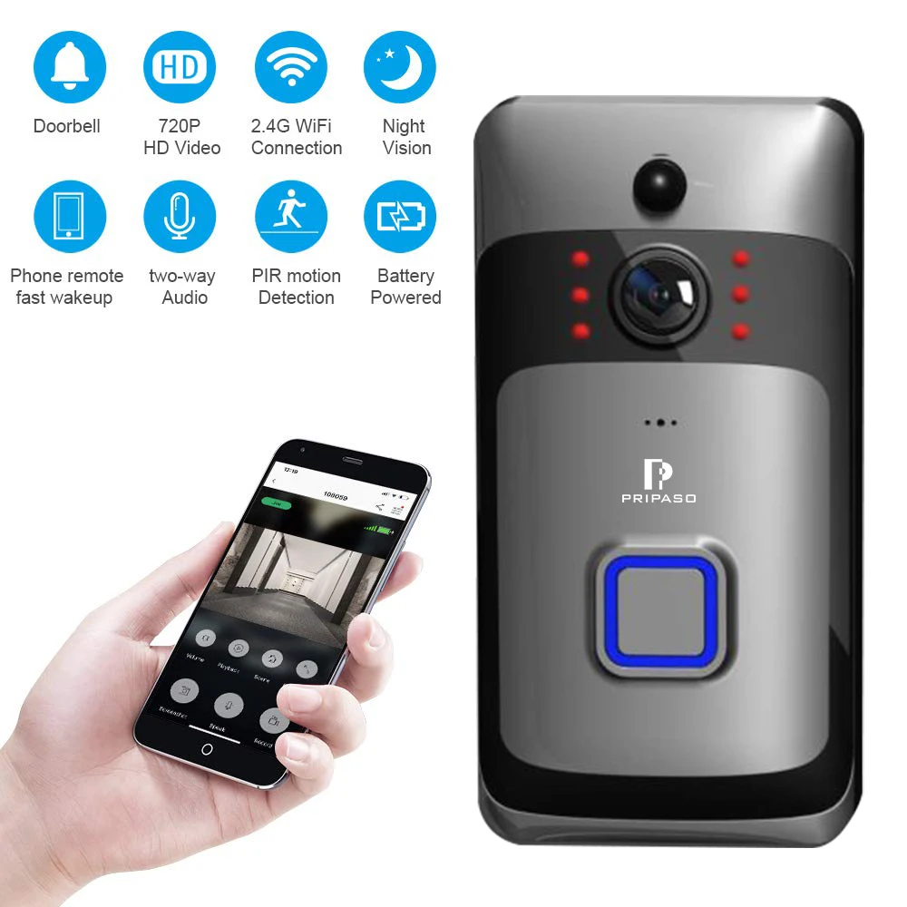 Беспроводной дверной звонок с камерой 720P Wi Fi|Камеры видеонаблюдения| |