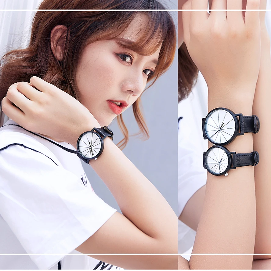 

NO.2 Brand New Creative Dial Couple Casual Business Quartz Watches Men Women student Leather Strap Watch