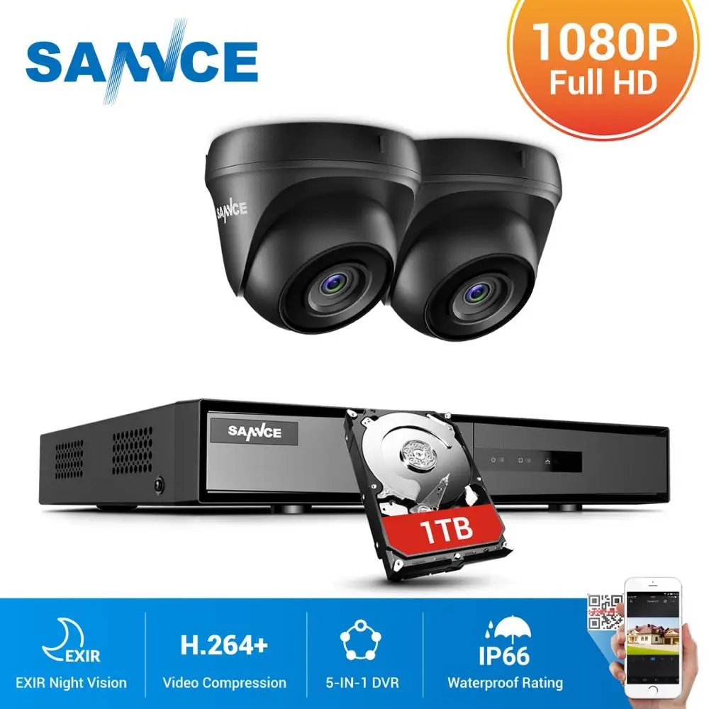 Pаспродажа SANNCE 4CH CCTV система 1080P DVR 2 шт. 2MP IR Всепогодная наружная система видеонаблюдения система камер домашней безопасности 8CH DVR комплект Цена SANNCE 4CH CCTV система 1080P DVR 2 шт. 2MP IR Всепогодная наружная система видеонаблюдения система камер домашней безопасности 8CH DVR комплект