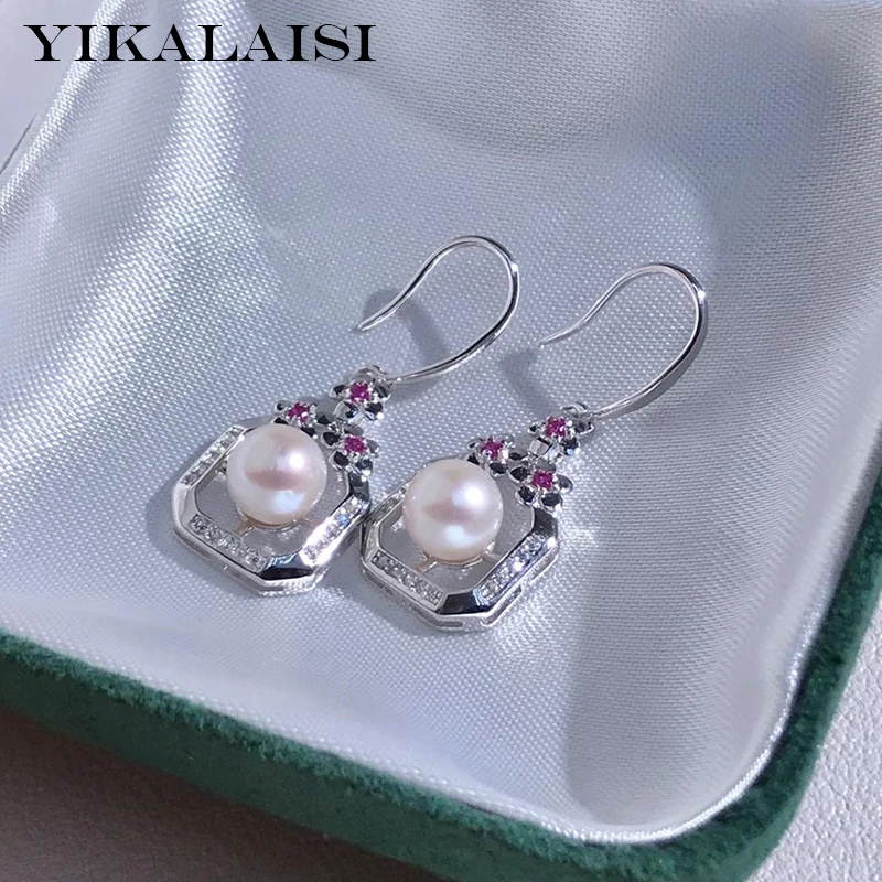 

Серьги YIKALAISI из стерлингового серебра 925 пробы, ювелирные изделия для женщин 6-7 мм, Круглые, серьги из натурального пресноводного жемчуга, 2021