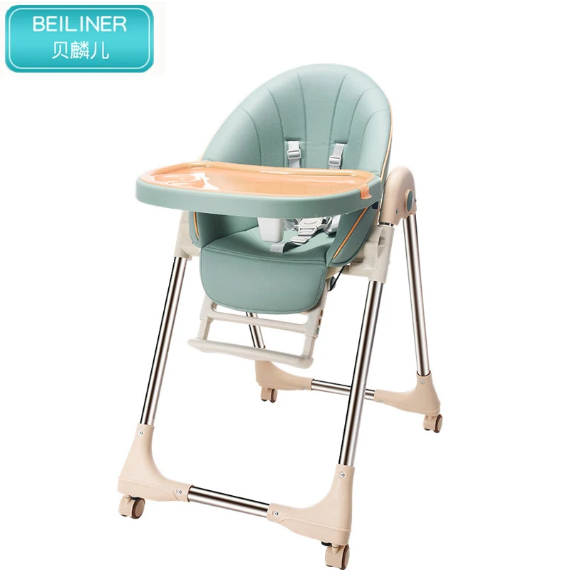 Baby dining chair foldable baby chair eating dining table and chair portable European-style baby dining chair universal four whe