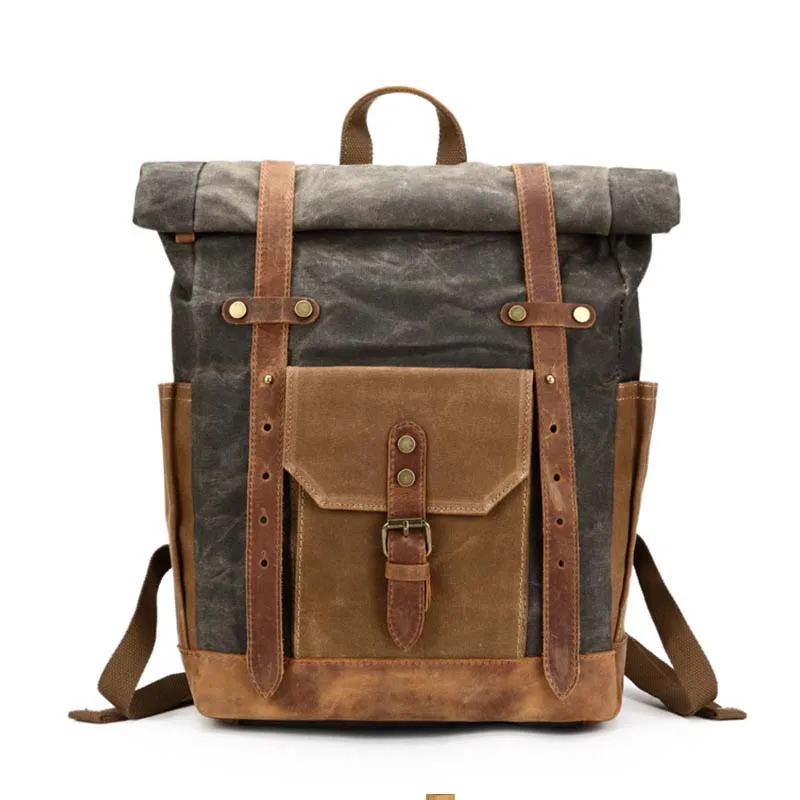 2021 New Large Capacity Retro Backpack Outdoor Sports Bag Tactical Backpack Running Bag Waterproof Canvas Bag Camera Backpack