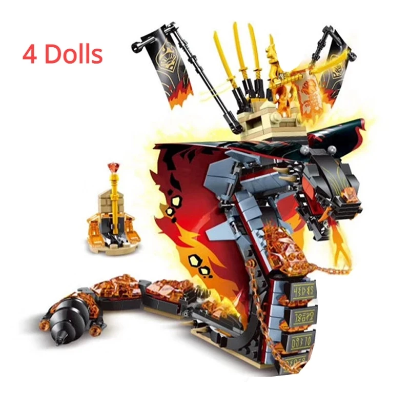 

505pcs Fire Fang Spinjitzu Building Blocks Kit Bricks Classic Movie Compatible 70674 snake Model Kids Toys for Children