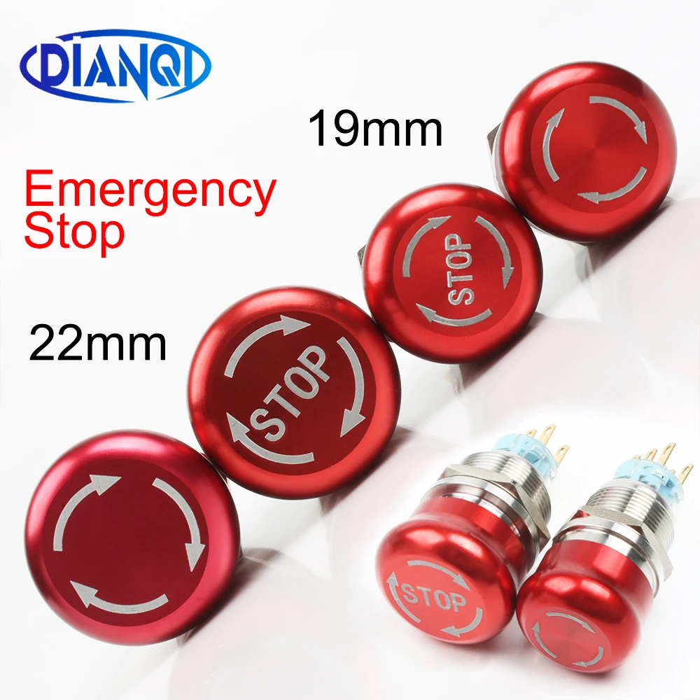 19 мм 22 металлический алюминиевый аварийный стоп кнопочный переключатель