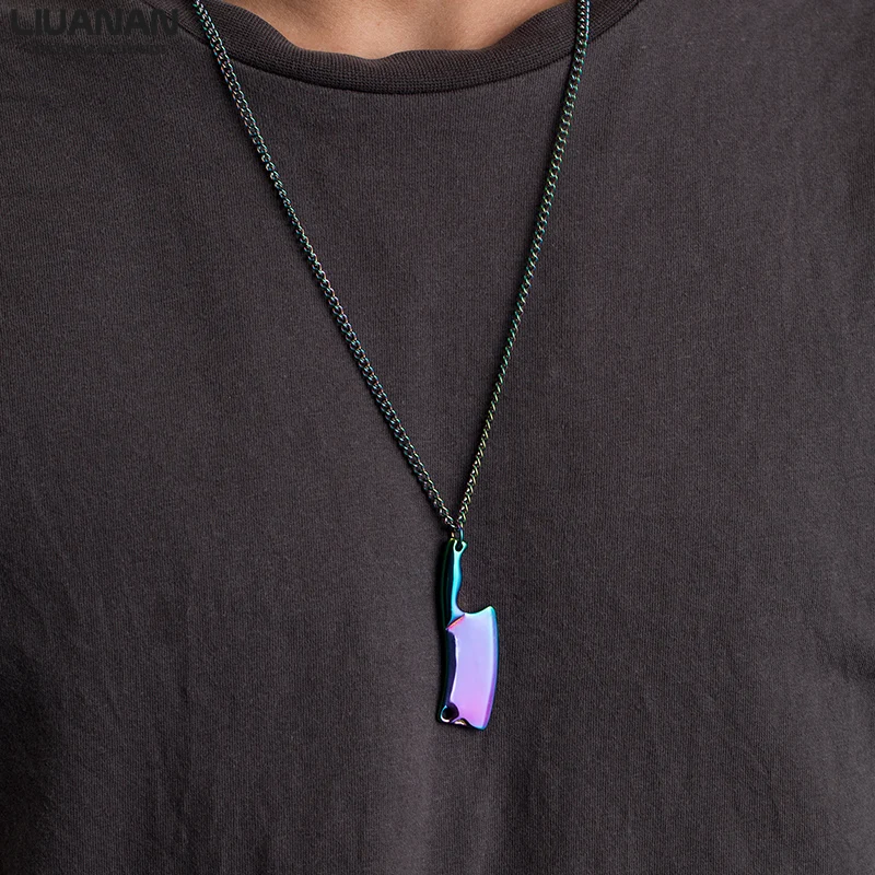 

Stainless Steel Gothic Big Wing Kitchen Knife Pendant Necklace for Men Chef Blade Necklace Hip Hop Jewelry for Men Women Gift
