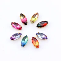 crystal glass non porous rhinestones gold bottom tourmaline with gold claw 10mm round crafts pendant accessory decoration