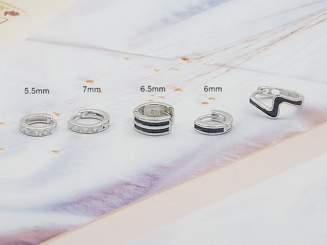 Простые призматические полигональные серьги кольца серебряные с пряжкой для