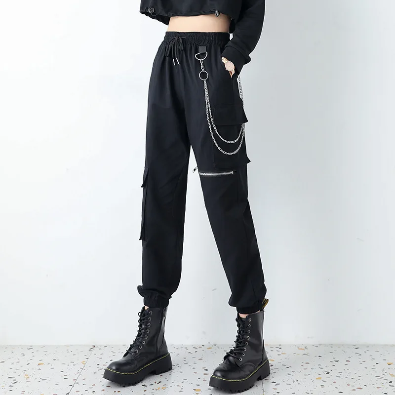 

Fashion High Waist Wide Leg Pants High Street 2021 Black Trousers Women Plus Size Casual Loose Pant (with Belt And Chain)