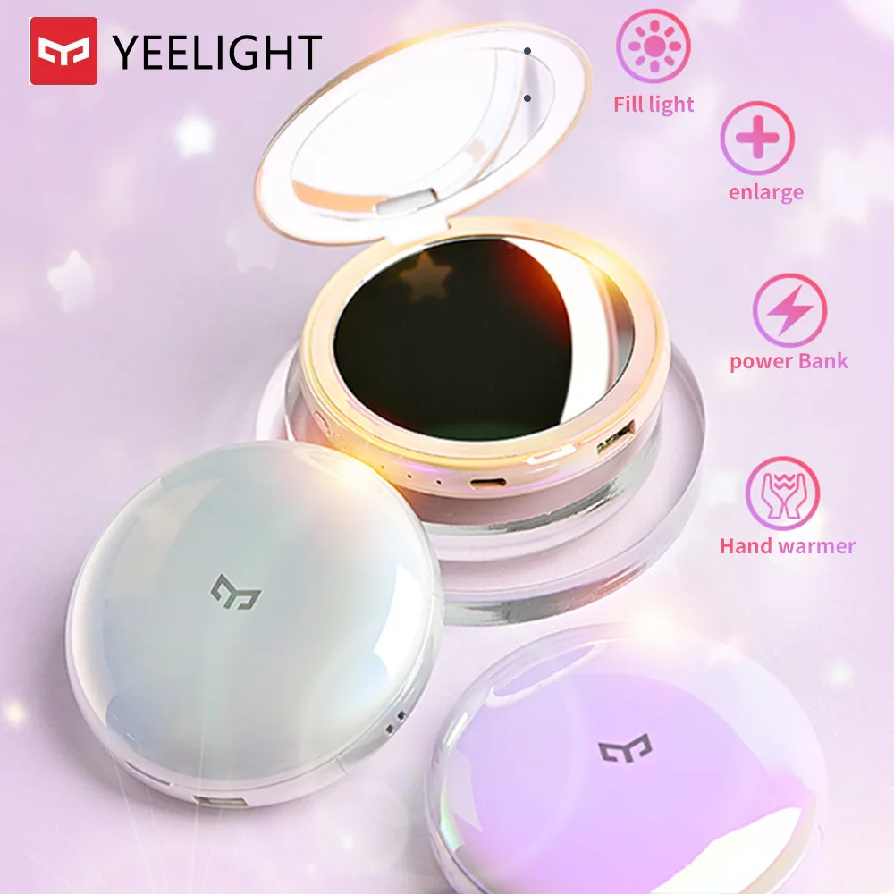 

Зеркало для макияжа Yeelight 4 в 1, портативное ручное косметическое светодиодное умное зарядное устройство, грелка для рук с внешним аккумулято...