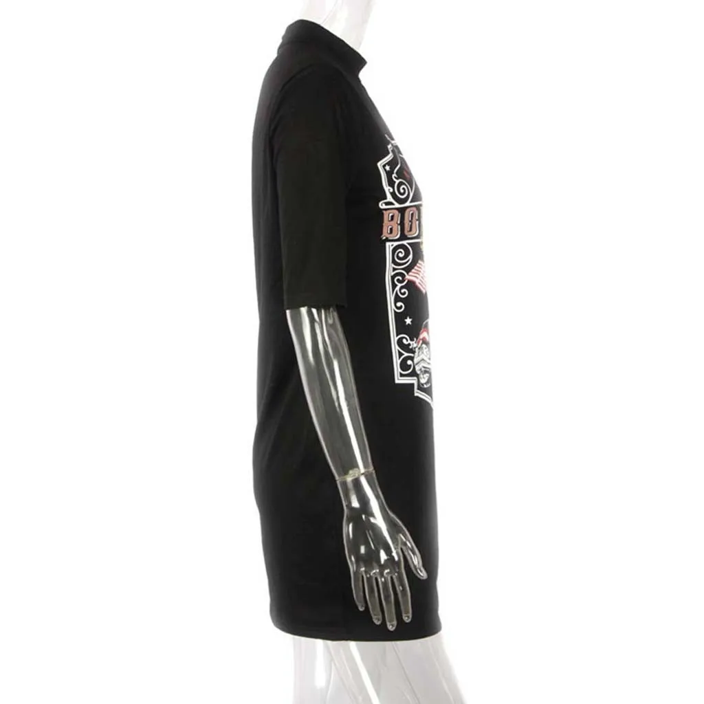 

Vintage Women Summer Dress Off Shoulder Style Long T-shirt Mini Dress Casual Printed Beach Dresses 2021 Vestidos De Verano