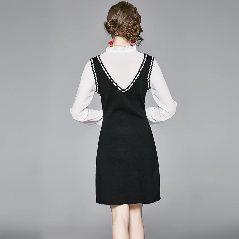 

ZUOMAN Women Autumn Elegant Knitted Dress Festa High Quality Office Cocktail Party Robe Femme Vintage Designer Black Vestidos