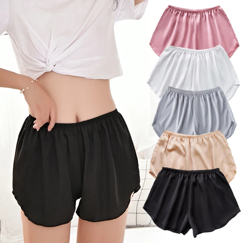 

Красивые женские пижамы плавки атласная пижамные шорты с эластичной резинкой на талии, модные корейские Стиль пикантные размера плюс защит...