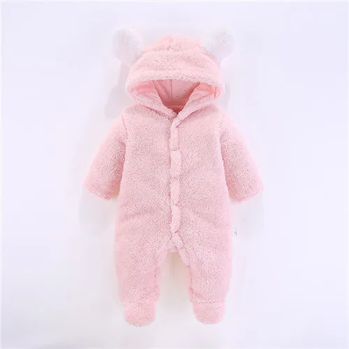 pink Одежда для маленьких девочек зимняя толстовка с капюшоном для новорожденных, детские комбинезоны из полиэстера, комбинезон для маленьких мальчиков, верхняя одежда для альпинизма, комбинезон для малышей от 3 месяцев до 12 месяцев - Цвет: pink