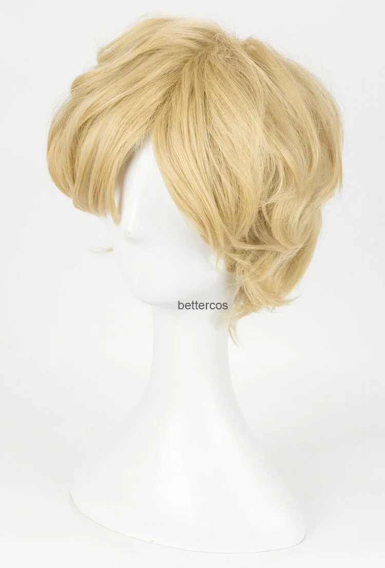 Парик для косплея Сейлор Уран Тено Харука Короткие льняные светлые термостойкие