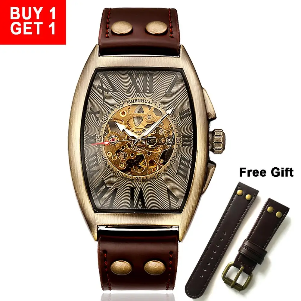 Защитный старинные автоматические часы мужские механические наручные Мода