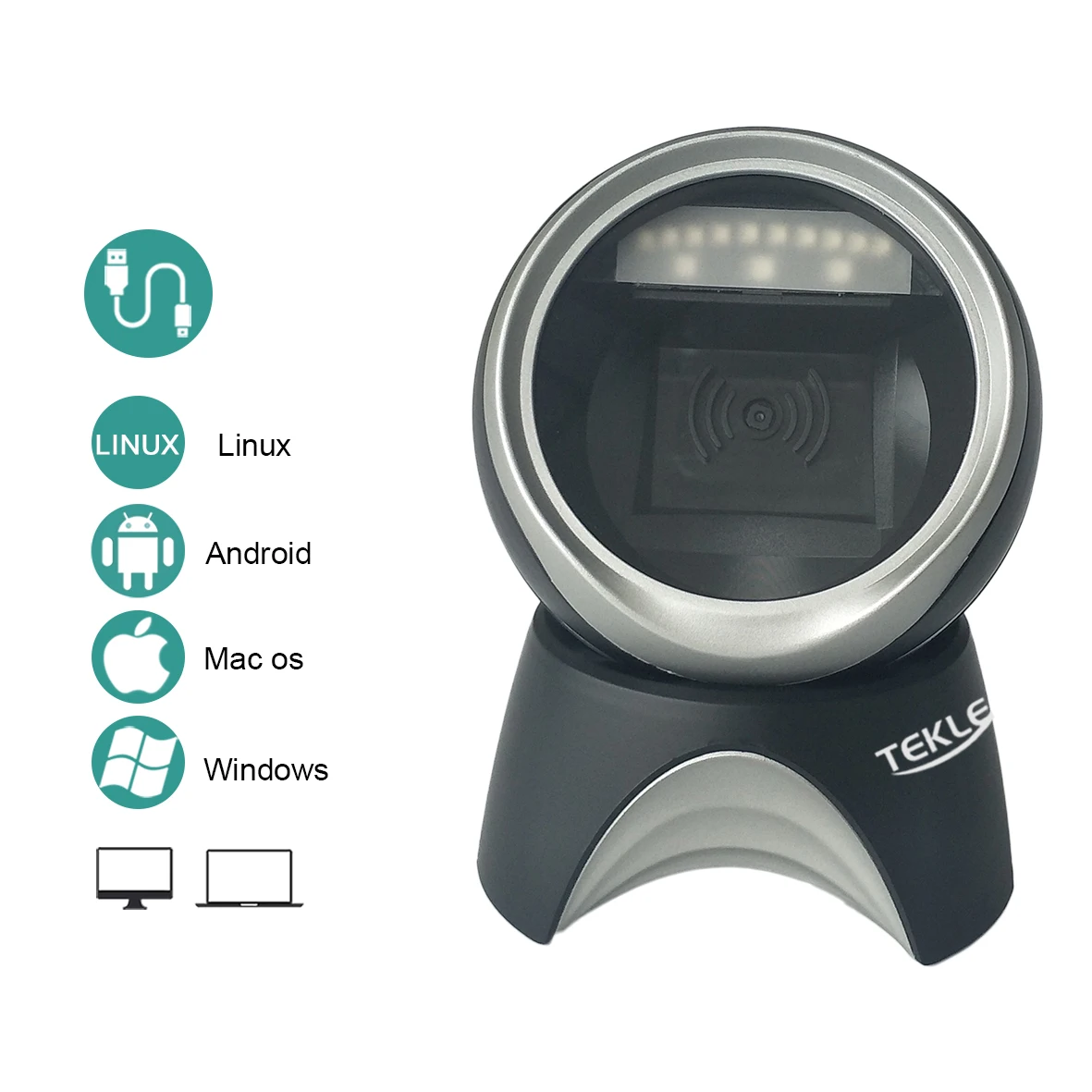 TEKLEAD 2D автоматический сканер штрих-кодов всенаправленный Hands-Free usb-считыватель штрихкодов для Мобильных Платежей для магазина, супермаркета