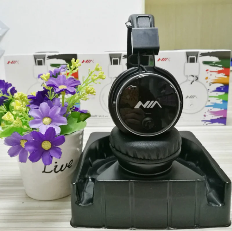 Beauty ninia Q8 стерео Bluetooth наушники беспроводной стерео складные спортивные гарнитуры Поддержка приложения с микрофоном Поддержка TF карты fm-радио - Цвет: Черный