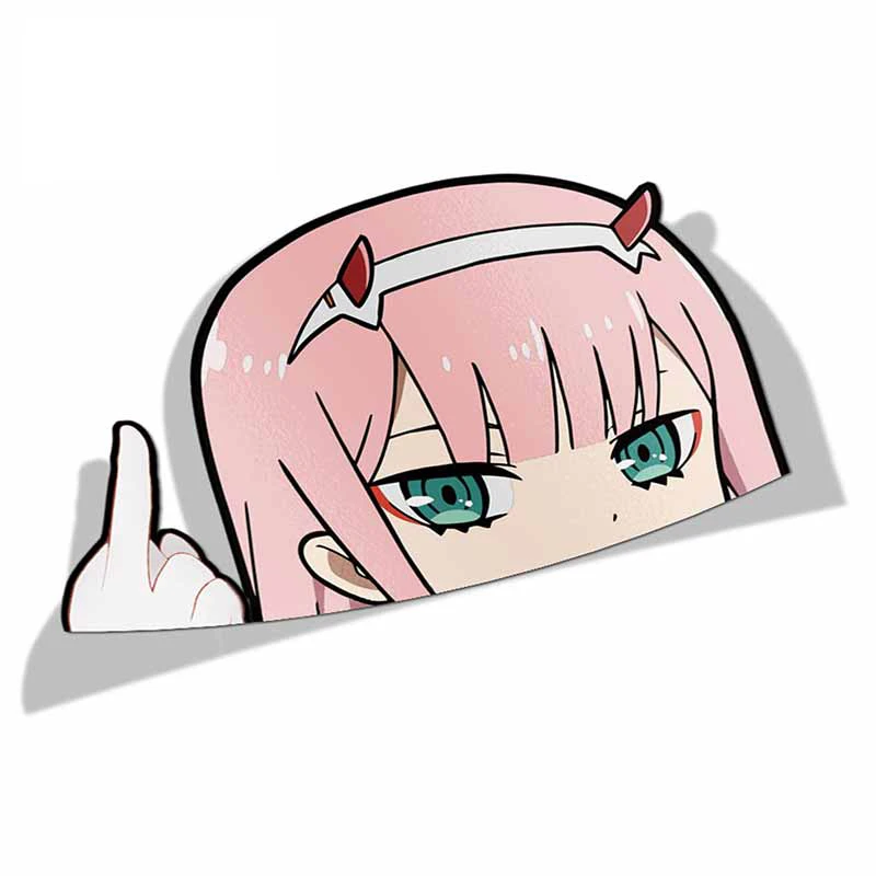 

30CM Cartoon Car Sticker for Darling In The Franxx Zero Two Peeker Big Head Anime Vinyl JDM Window Trunk Laptop Wall Decal