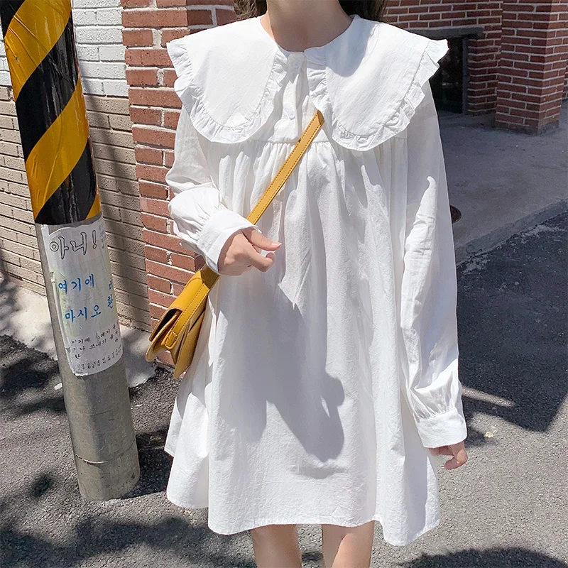 

This Year 'S Popular Shirt Women 'S Loose French Style Doll Shirt Long Sleeve Korean Style Slimming Flounce Mid-Length Shirt