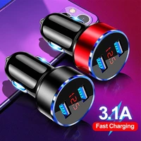 3 1a dual port usb car phone charger led display universal mobile phone charge adapters for iphone 12 pro max xiaomi 11 samsung