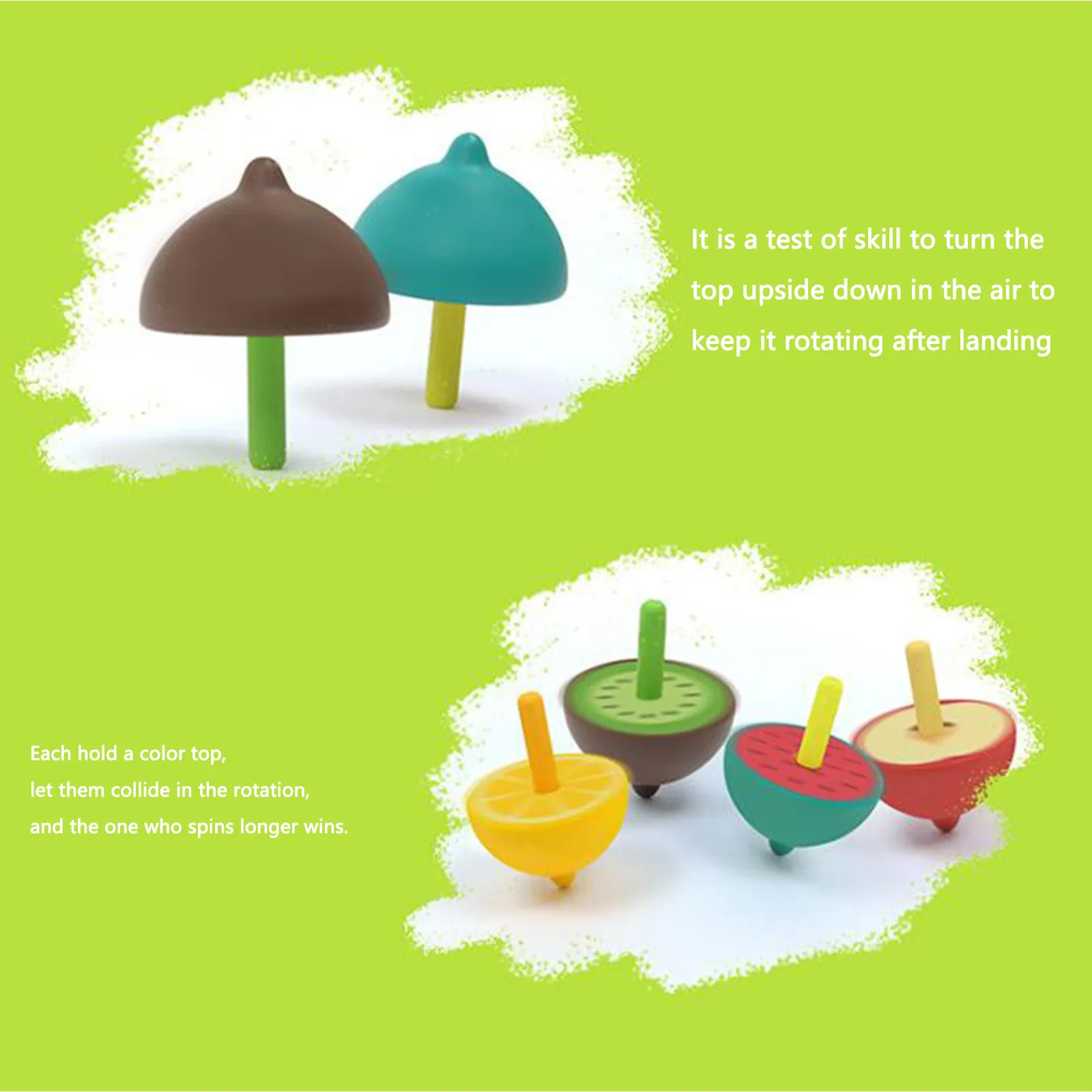 

Novelty Variety Of Styles Cartoon Fruit Shape Kiwi Watermelon Colorful Spinning Top Children's Entertainment Spinning Games Toys