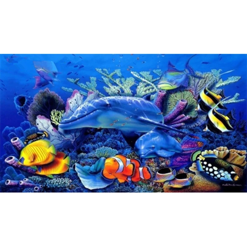 

5D DIY Diamond Painting Dolphin Embroidery Rhinestones Full Square Round Drill Cross Stitch Mosaic Animal Home Decor Handicrafts