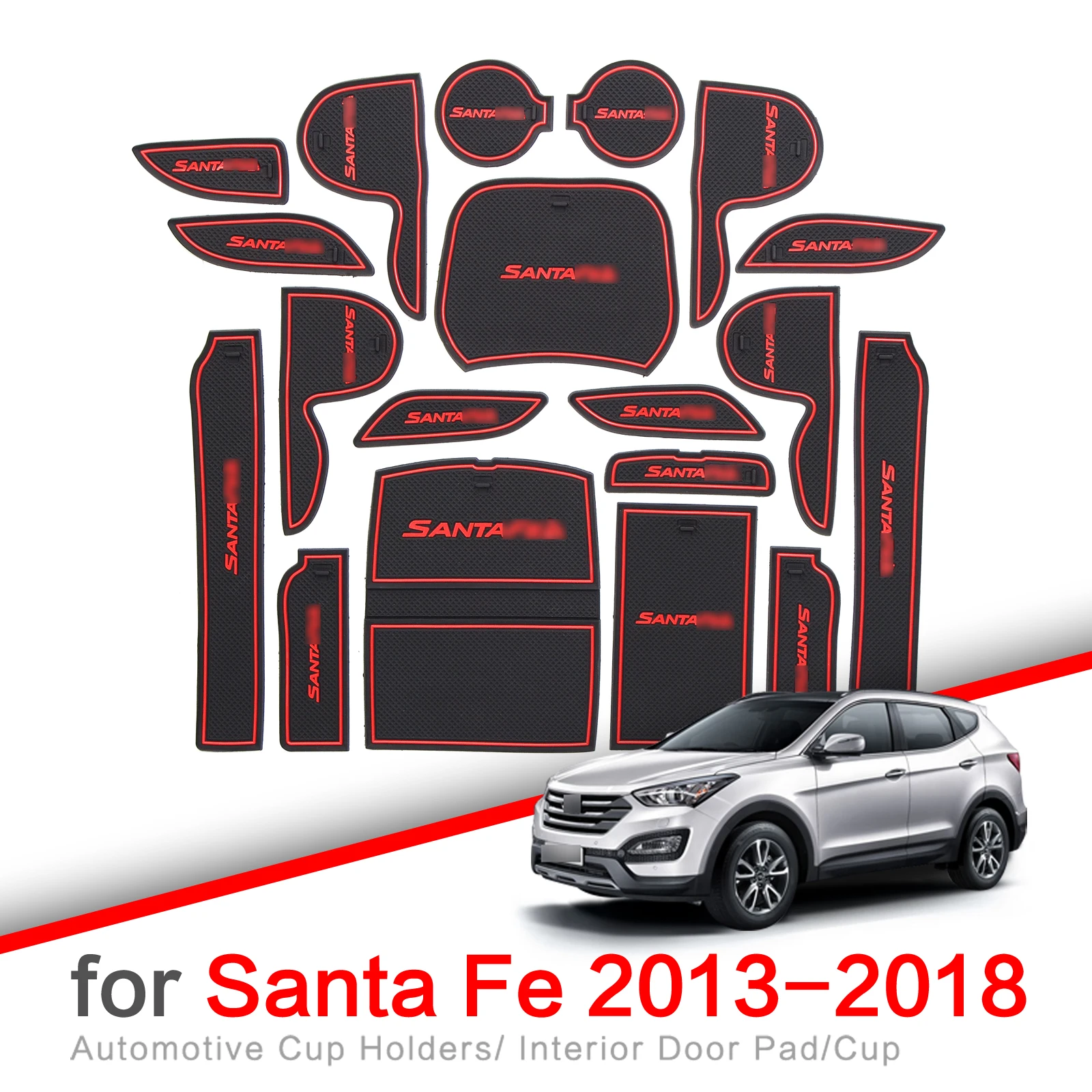 Противоскользящий резиновый коврик для подстаканника Hyundai Santa Fe 2013 2018 2017 2016 DM Maxcruz