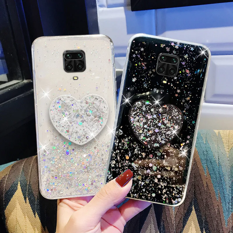 Милый блестящий чехол с сердцем для Xiaomi Redmi Note 9S 9 Pro Max 8 8T 7 6 5 4 4X 9A 9C X10 Mi 10 Lite