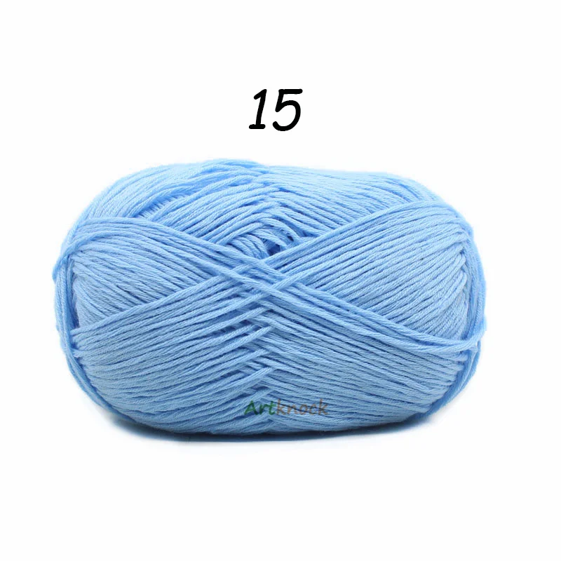 15 1PC 50 г хлопковая пряжа Органическая пряжа для вязания вязанных свитеров носки 24 цвета крючком иглы № 2 - Цвет: 15 1PC
