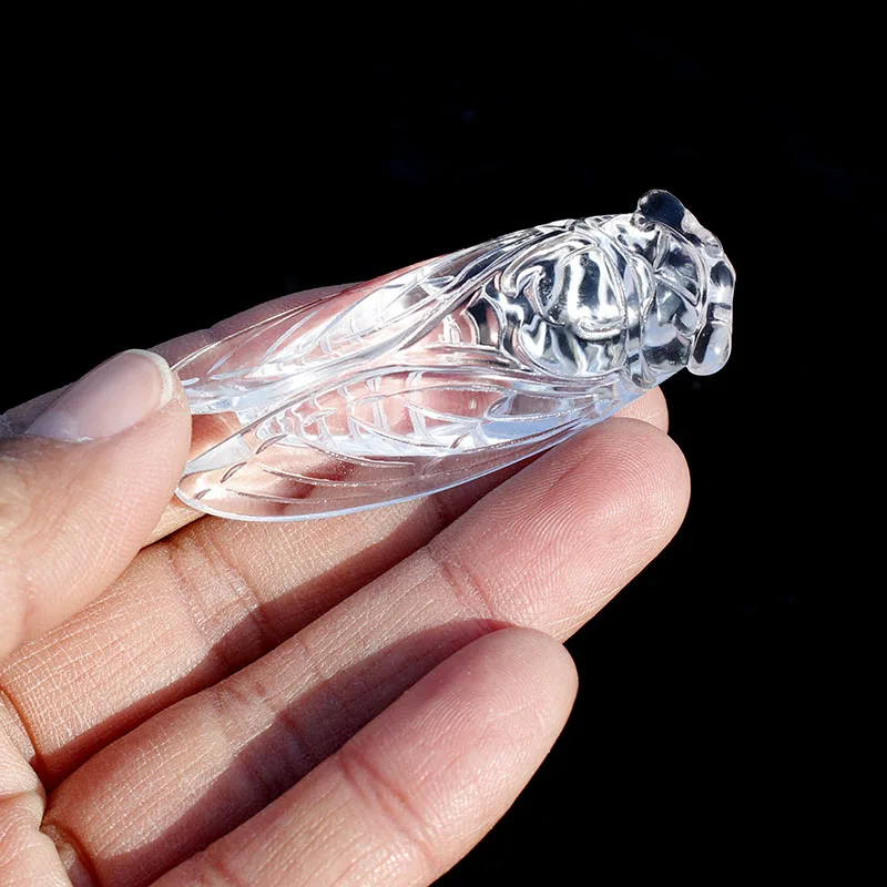 

1 Pcs polished natural clear crystal cicada craft ornament
