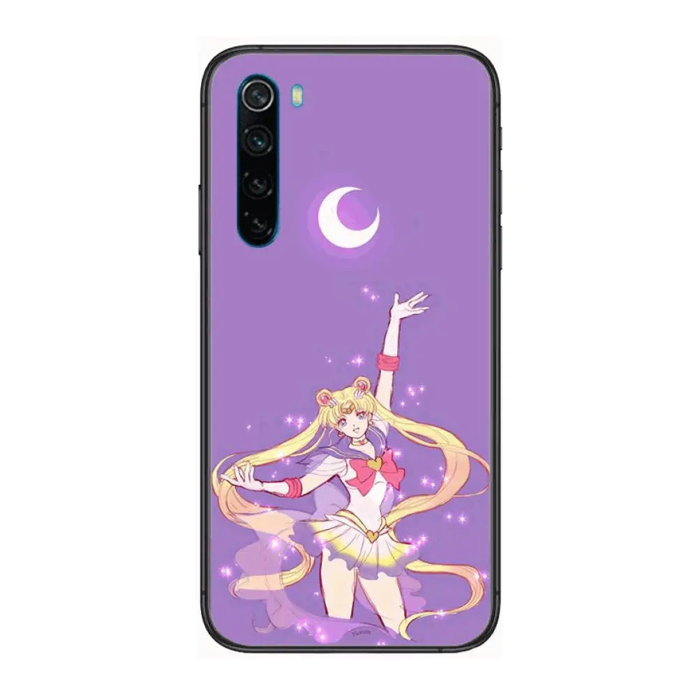 

Anime Sailor Moon cartoon Phone Case For XiaoMi Redmi Note 9S 8 7 6 5 A Pro T Y1 Anime Black Cover Silicone Back Pretty