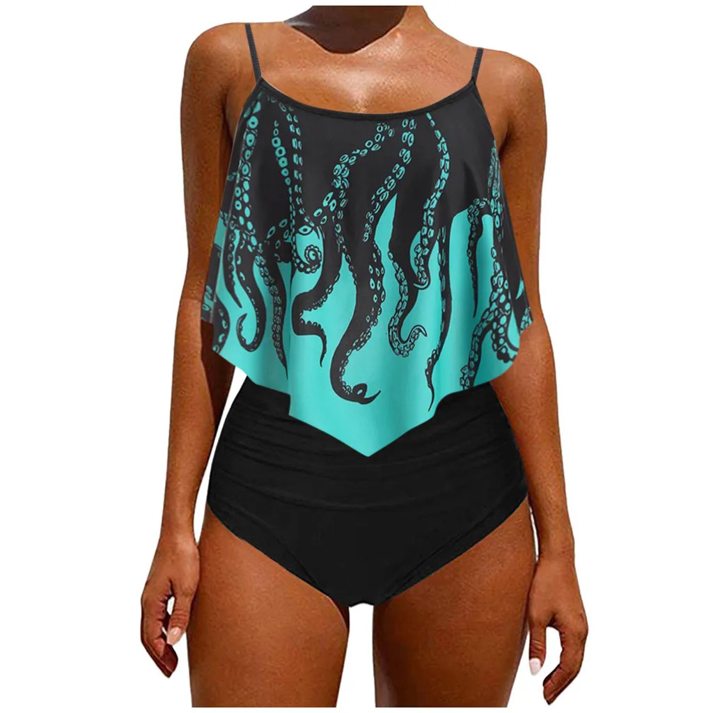 Комплект бикини с маской для лица сексуальный топ принтом осьминога высокой