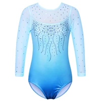 baohulu gymnastics leotards for toddler girls shiny squin spliced dance outfit athletic gradient blue ballet practice bodysuit