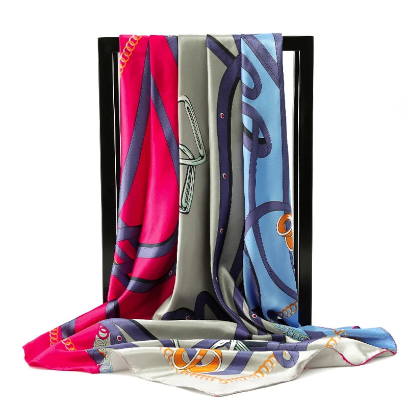 Шарфы для Для женщин принт Twil волос шеи шелковый шарф квадратной формы женские