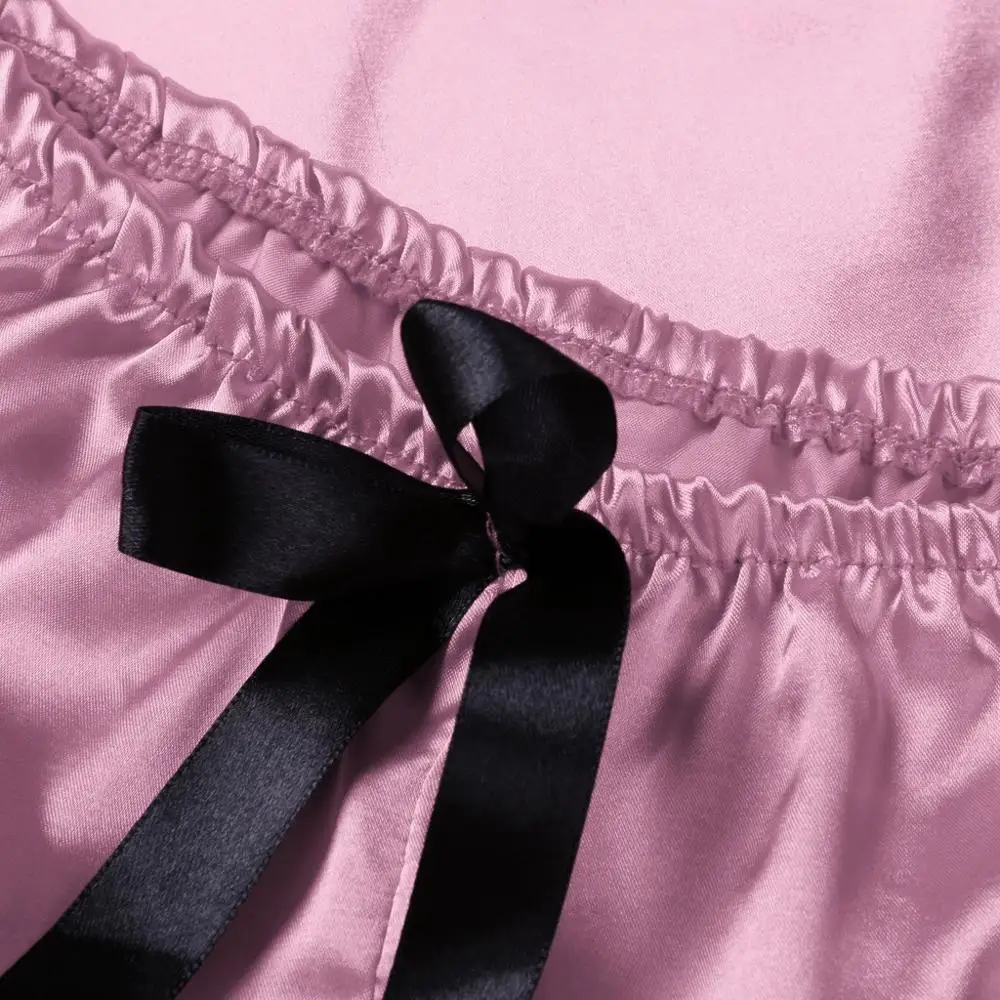 Женская пижама Сексуальный Атласный пижамный комплект черный кружевной v