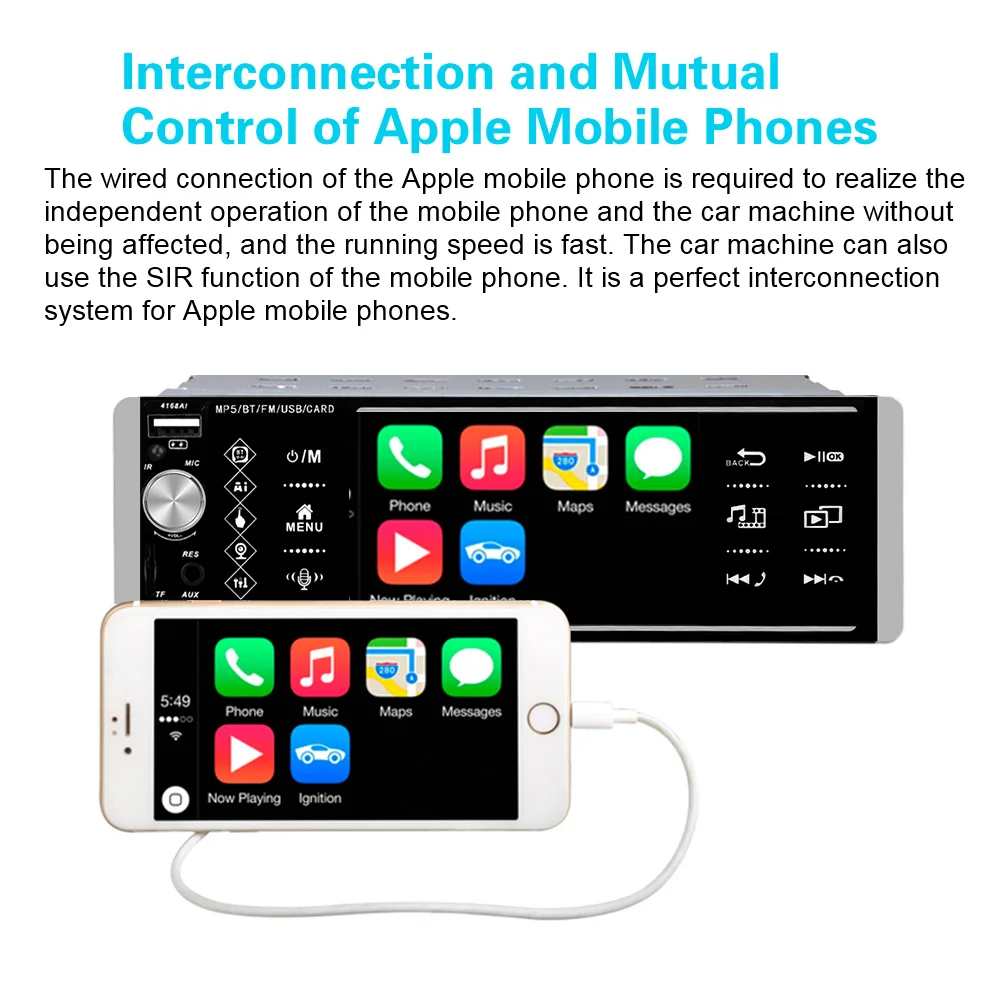 

5.2" Bluetooth Touch Screen Car DVD Player Audio Radio MP5 Intelligent AI Voice 1Din Vedio Rear View 4x4 Automobile Accessories