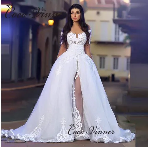 Соблазнительное свадебное платье с вышивкой 2 в 1 стильные свадебные платья из