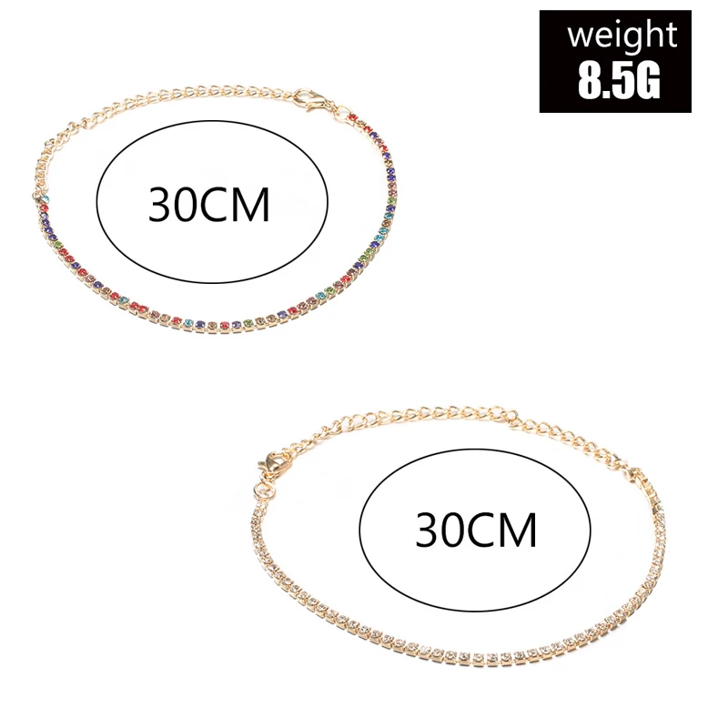 Женский браслет на ногу с кристаллами двухслойный цепочке босоножки