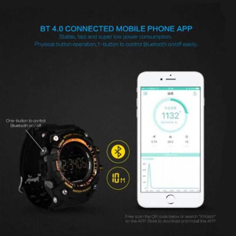 IP67 Водонепроницаемый Смарт часы Bluetooth уведомления дистанционное управление