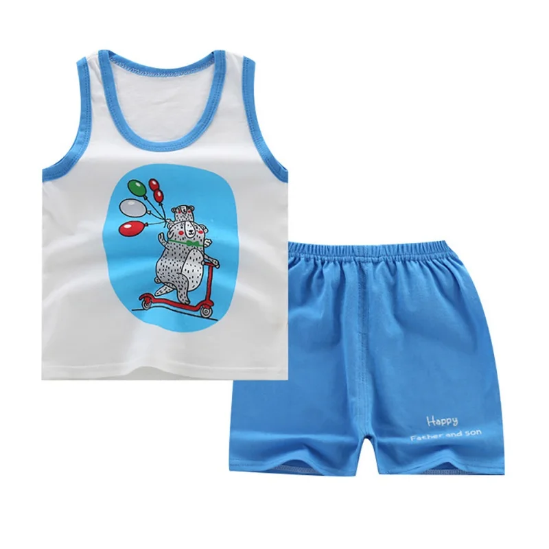 Летний комплект одежды для маленьких мальчиков и девочек летняя хлопковая