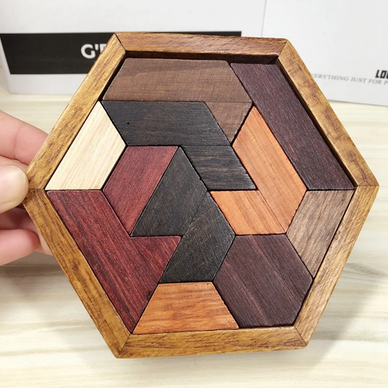 

Special-Shaped Six-Area Wooden Adult Parent-Child Children's Toys Hexagonal Three-Dimensional Puzzle Jigsaw Puzzle