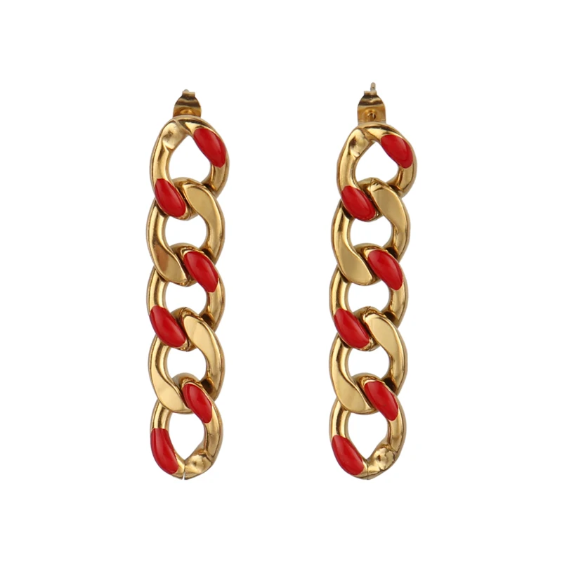 

Stainless Steel Earrings For Women Earrings Charm Earrings Jewelry Color Earrings Cuban Chain Earrings Thick Long Charn Earrings