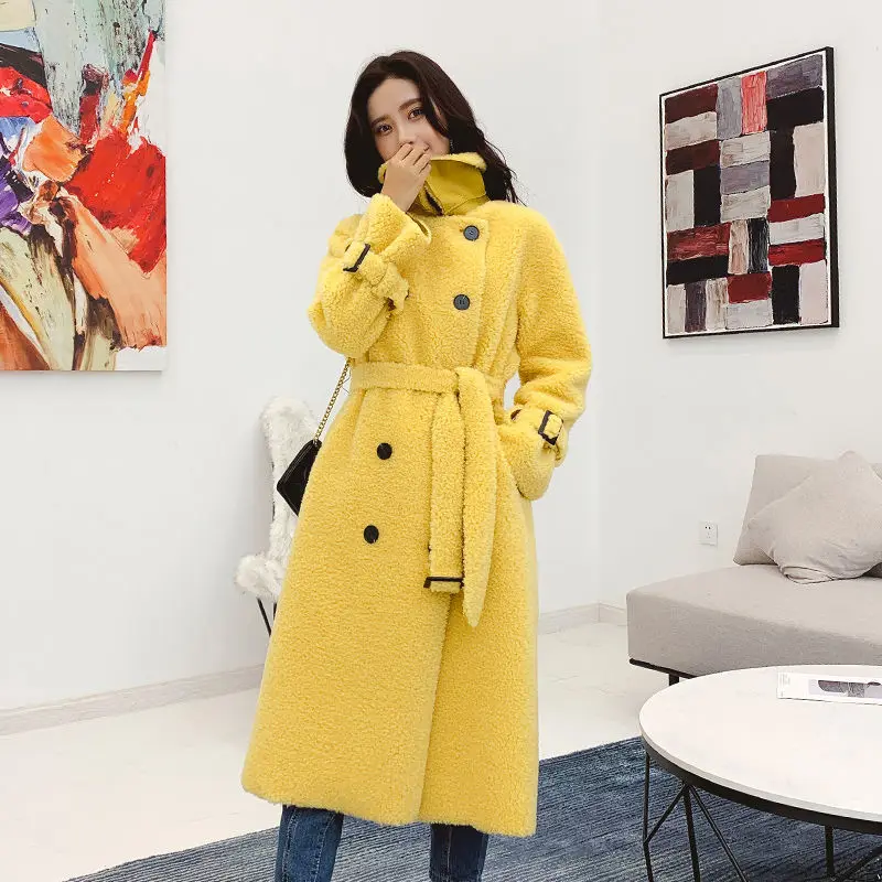 

Осень-зима 2020, женские теплые толстые Искусственные пальто, женская двубортная меховая верхняя одежда Z95 с овчиной