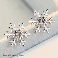 925 sterling silver female classic earring simple creative snowflake stud earring for women girl jewelry
