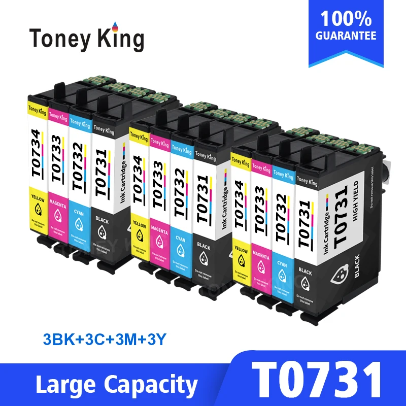 

12 Pcs Printer Ink Cartridge For Epson T0731 73 73N Full Ink Cartridges Stylus CX5600 CX5900 CX6900F CX7300 CX7310 CX8300 CX9300