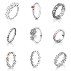 Новые Подвески серебряного цвета кольцо Diy розовое золото сияющее сердце кристалл простой дизайн модные свадебные кольца для женщин 925 ювелирные изделия