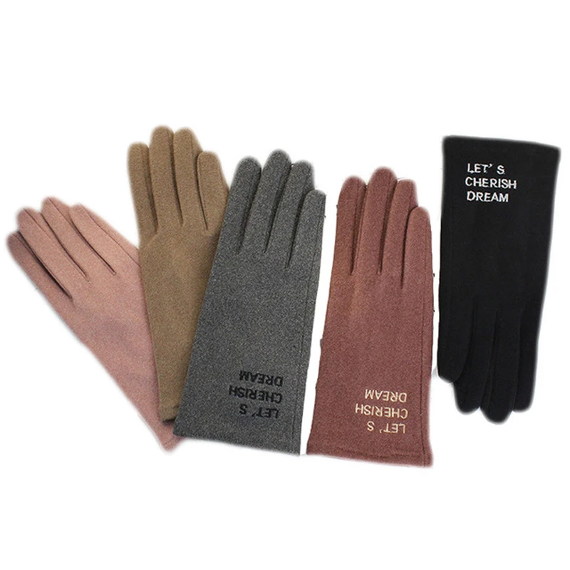 

Gloves ladies warm autumn and winter riding driving touch screen plus velvet thickened cold and windproof gloves women