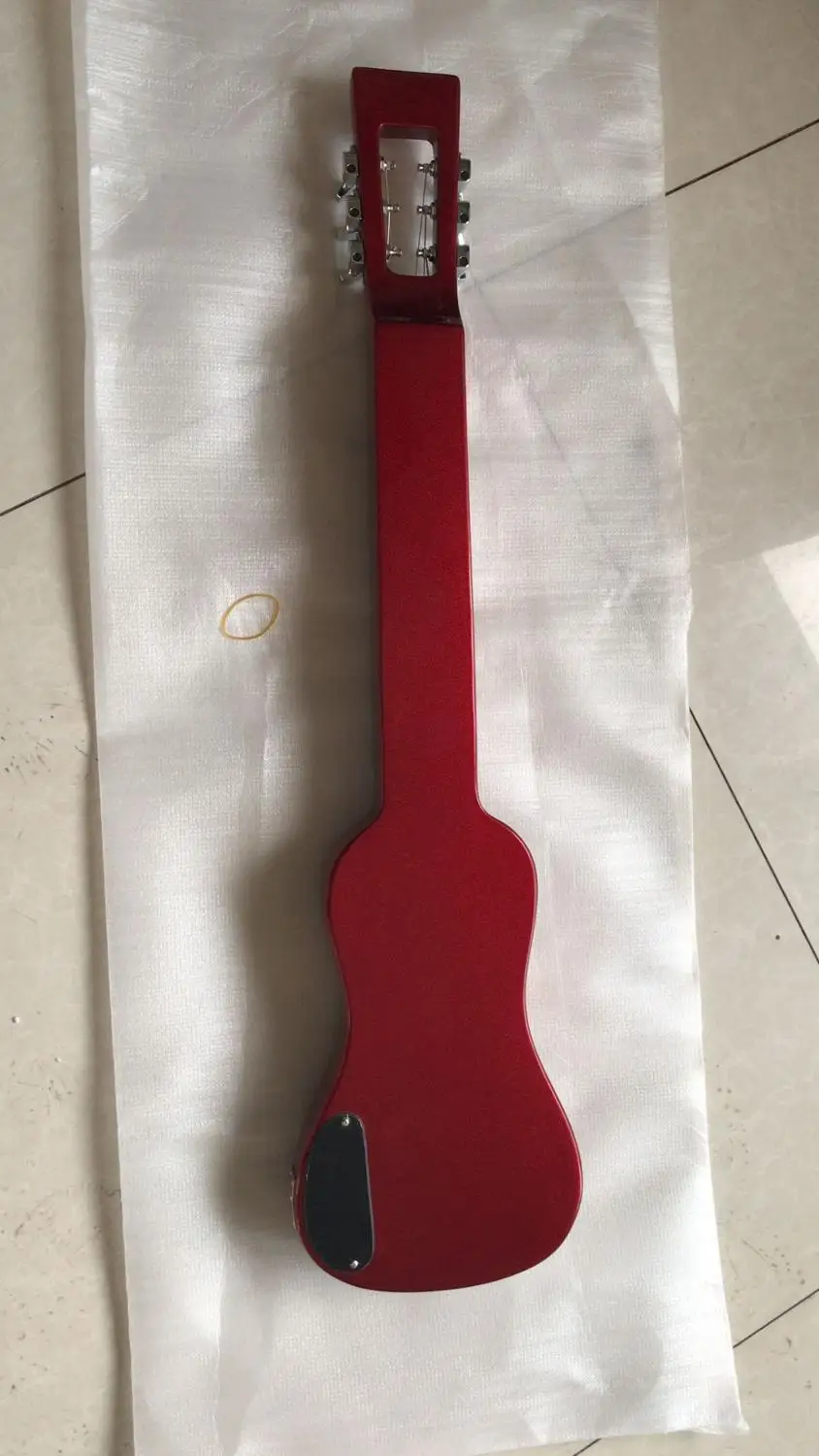 Новая мини гитара для путешествий цельный корпус через шею в красном цвете